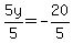 5y%2F5+=+-20%2F5