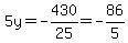 5y=-430%2F25=-86%2F5