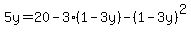5y=20-3%281-3y%29-%281-3y%29%5E2
