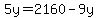 5y=2160-9y