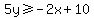 5y%3E=-2x%2B10