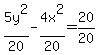 5y%5E2%2F20-4x%5E2%2F20=20%2F20+