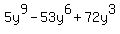 5y%5E9-53y%5E6%2B72y%5E3