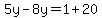 5y-8y=1%2B20