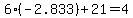 6%28-2.833%29%2B21=4