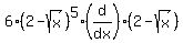 6%282+-sqrt%28x%29%29%5E5%28d%2Fdx%29%282-sqrt%28x%29%29