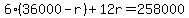 6%2836000-r%29%2B12r=258000
