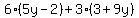 6%285y-2%29%2B3%283%2B9y%29