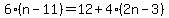 6%28n-11%29=12%2B4%282n-3%29