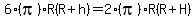 6%28pi%29R%28R%2Bh%29=2%28pi%29R%28R%2BH%29
