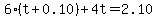 6%28t%2B0.10%29%2B4t=2.10