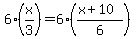 6%28x%2F3%29=6%28%28x%2B10%29%2F6%29