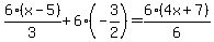 6%28x-5%29%2F3%2B6%28-3%2F2%29=6%284x%2B7%29%2F6