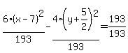 6%28x-7%29%5E2%2F193-4%28y%2B5%2F2%29%5E2%2F193=193%2F193