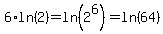 6%2Aln%282%29+=+ln%282%5E6%29+=+ln%2864%29