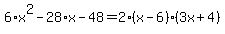 6%2Ax%5E2-28%2Ax-48=2%28x-6%29%283x%2B4%29