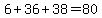 6%2B36%2B38=80