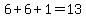 6%2B6%2B1=13