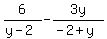 6%2F%28y-2%29-3y%2F%28-2%2By%29