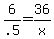 6%2F.5+=+36%2Fx
