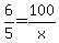 6%2F5+=+100%2Fx