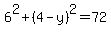 6%5E2%2B%284-y%29%5E2=72