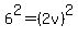 6%5E2=%282v%29%5E2
