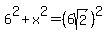 6%5E2+%2B+x%5E2+=+%286sqrt%282%29%29%5E2