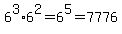 6%5E3+%2A+6%5E2+=+6%5E5+=+7776