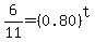 6+%2F11=%280.80%29%5Et