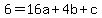 6+=+16a+%2B+4b+%2B+c