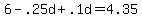 6-.25d%2B.1d=4.35