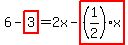 6-highlight%283%29=2x-highlight%28%281%2F2%29x%29