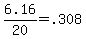 6.16%2F20=.308