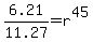 6.21%2F11.27+=+r%5E45