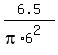 6.5%2F%28pi%2A6%5E2%29
