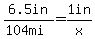 6.5in%2F%28104mi%29+=+1in%2Fx