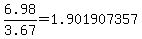 6.98%2F3.67=1.901907357