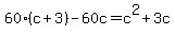 60%28c%2B3%29-60c=c%5E2%2B3c