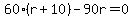 60%28r%2B10%29+-+90r+=+0