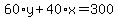 60%2Ay%2B40%2Ax=300