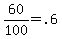 60%2F100=.6