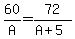 60%2FA=72%2F%28A%2B5%29