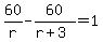 60%2Fr-60%2F%28r%2B3%29=1