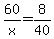 60%2Fx+=+8%2F40