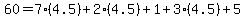 60=7%284.5%29%2B2%284.5%29%2B1%2B3%284.5%29%2B5