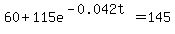 60+%2B+115e%5E%28-0.042t%29=+145