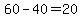 60+-+40+=+20