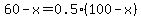 60-x=0.5%28100-x%29