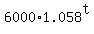 6000%2A1.058%5Et